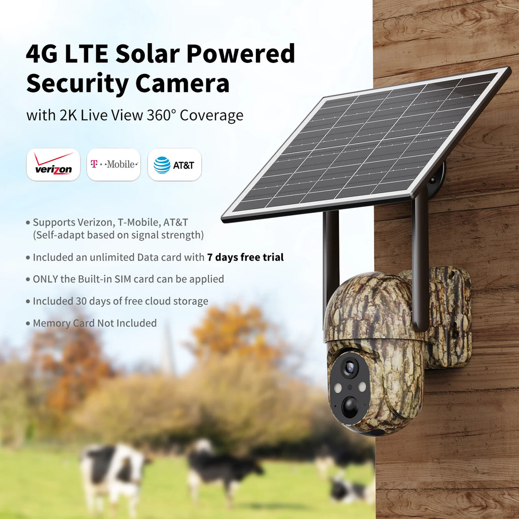 MovoVibe™ Elite 4G Solar Security Camera - 360° View